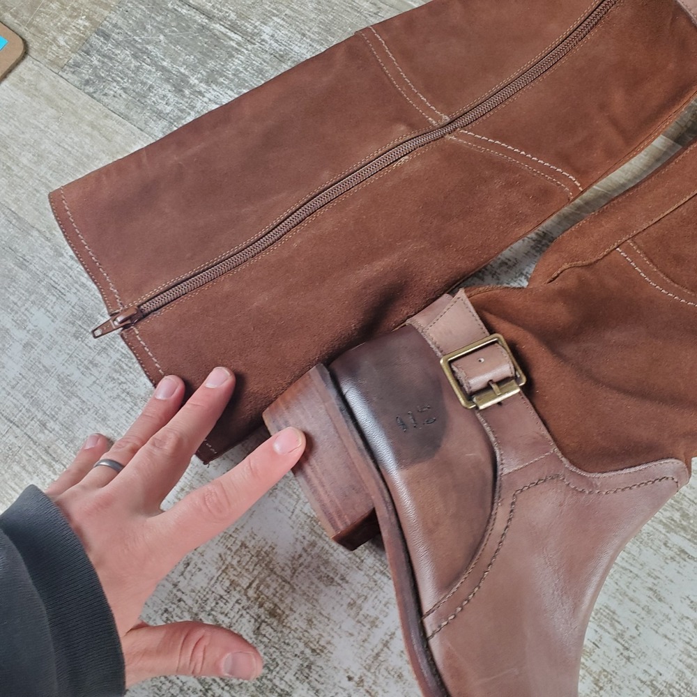 ROAN Charity Womens Knee High Boots Sz 8 Brown Leather Comfort Side Zip - Picture 6 of 16